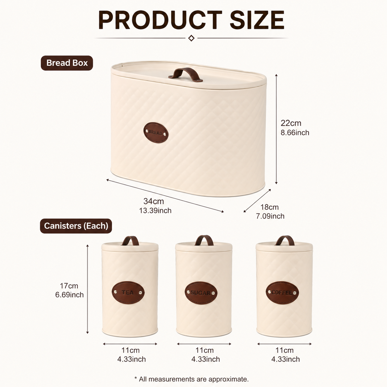4pcs Diamond Texture Bread Box Set, Luxury Tea, Coffee & Sugar Canister Set with Bread Box, Kitchen Counter Storage Collection