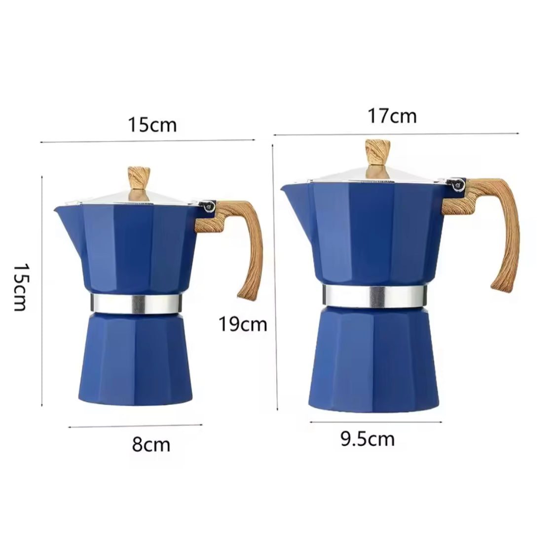 Manual Espresso Coffee Maker With Wooden Handle, Italian Espresso Brewer, Durable Mocha Maker Pot