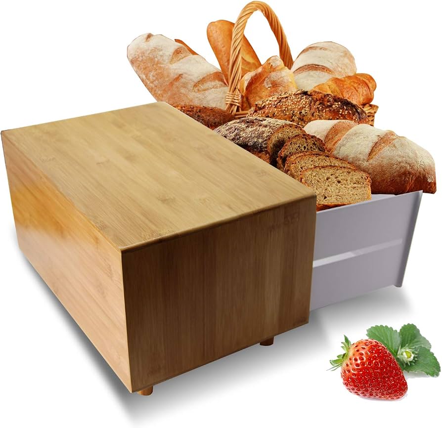 Wooden Bread Box And Tea Coffee Storage Set, Multipurpose Bread Storage Canister Set, Kitchen Bread Box Storage Set, Kitchen Counter Bread Box Organizer