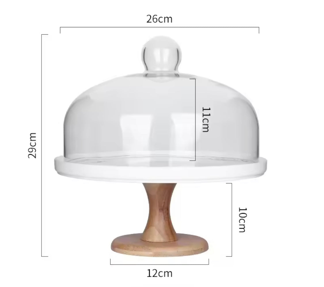 Ceramic Cake Stand with Glass Dome, Dust Proof Cake Stand with Glass Lid, European Dessert Plate With Lid, Cake Stand Table