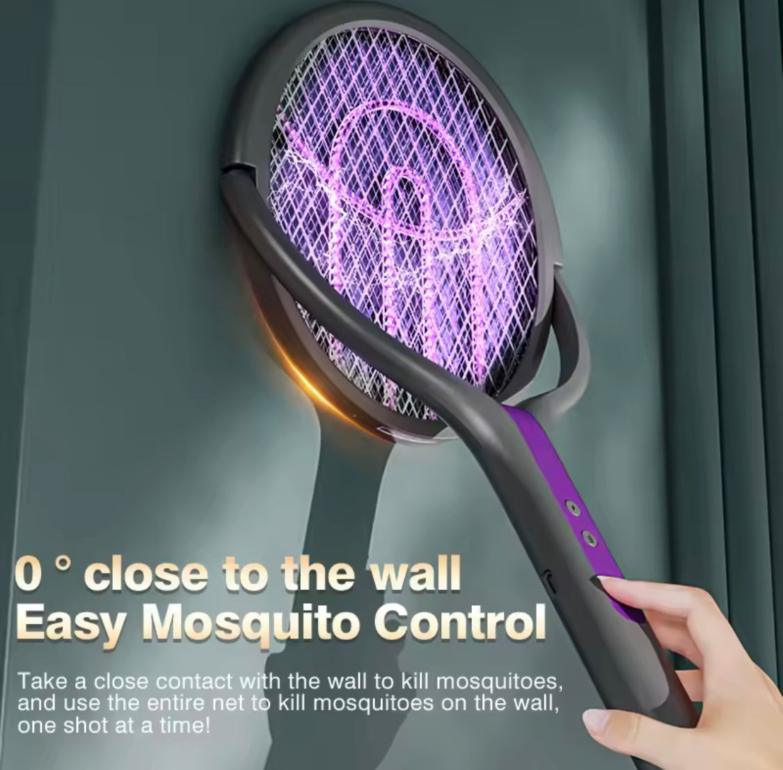 Telescopic Rechargeable Mosquito Swatter Racket, Extendable Head Bug Zapper Racket, Mosquito Trap Lamp, Home Bug Insect Racket, Electric Fly Swatter Racket