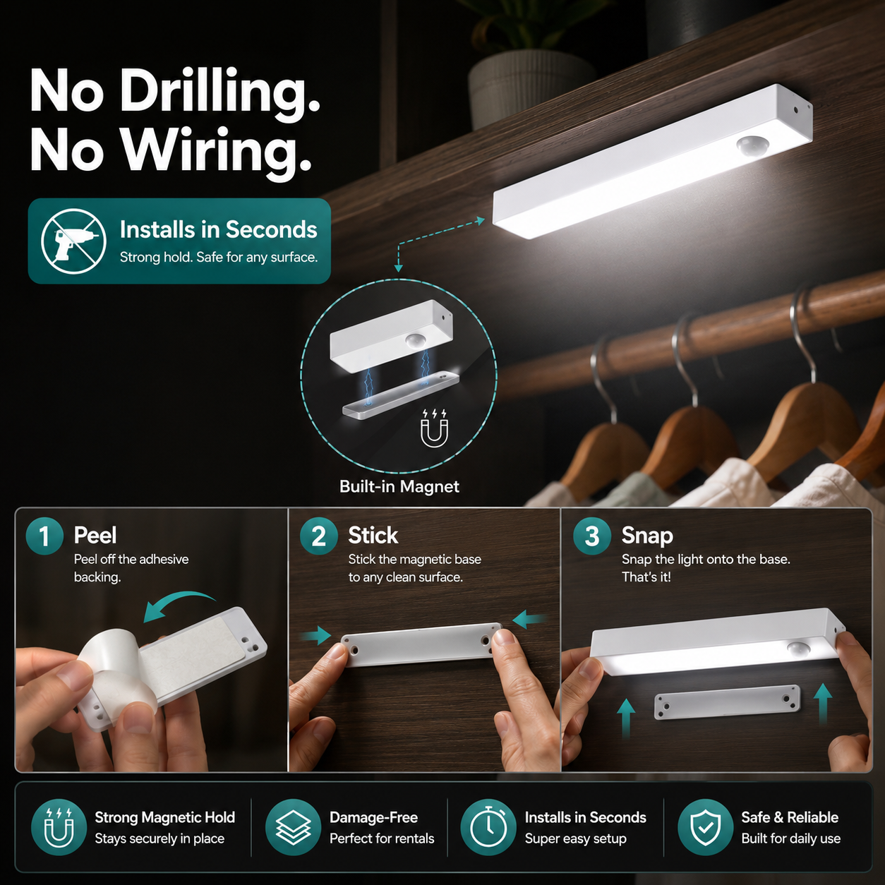 Rechargeable Motion Sensor Light | Long Backup | Automatic Sensor