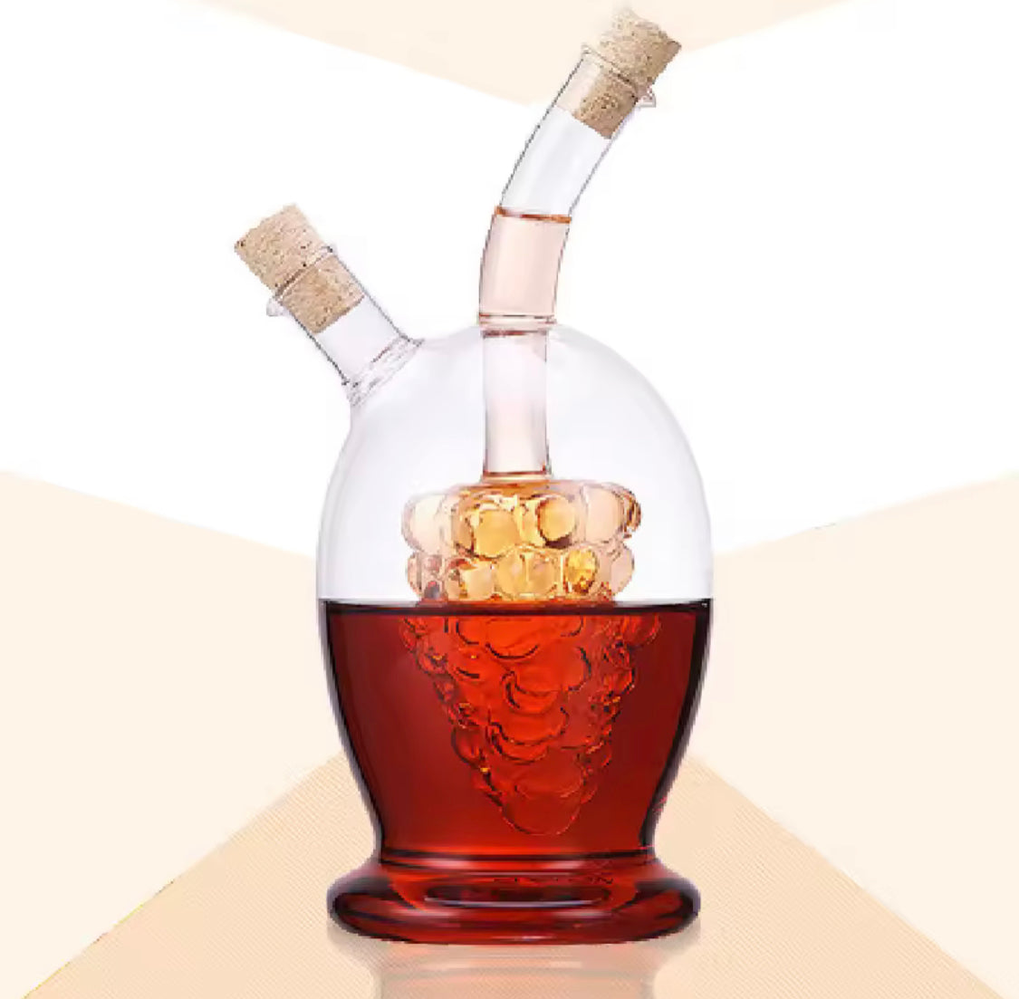 2 In 1 Transparent Glass Oil Bottle with Lid, Creative Double Mouth Glass Seasoning Oil Pot,  2 in 1 Kitchen Cruet Bottle with Cork Stopper