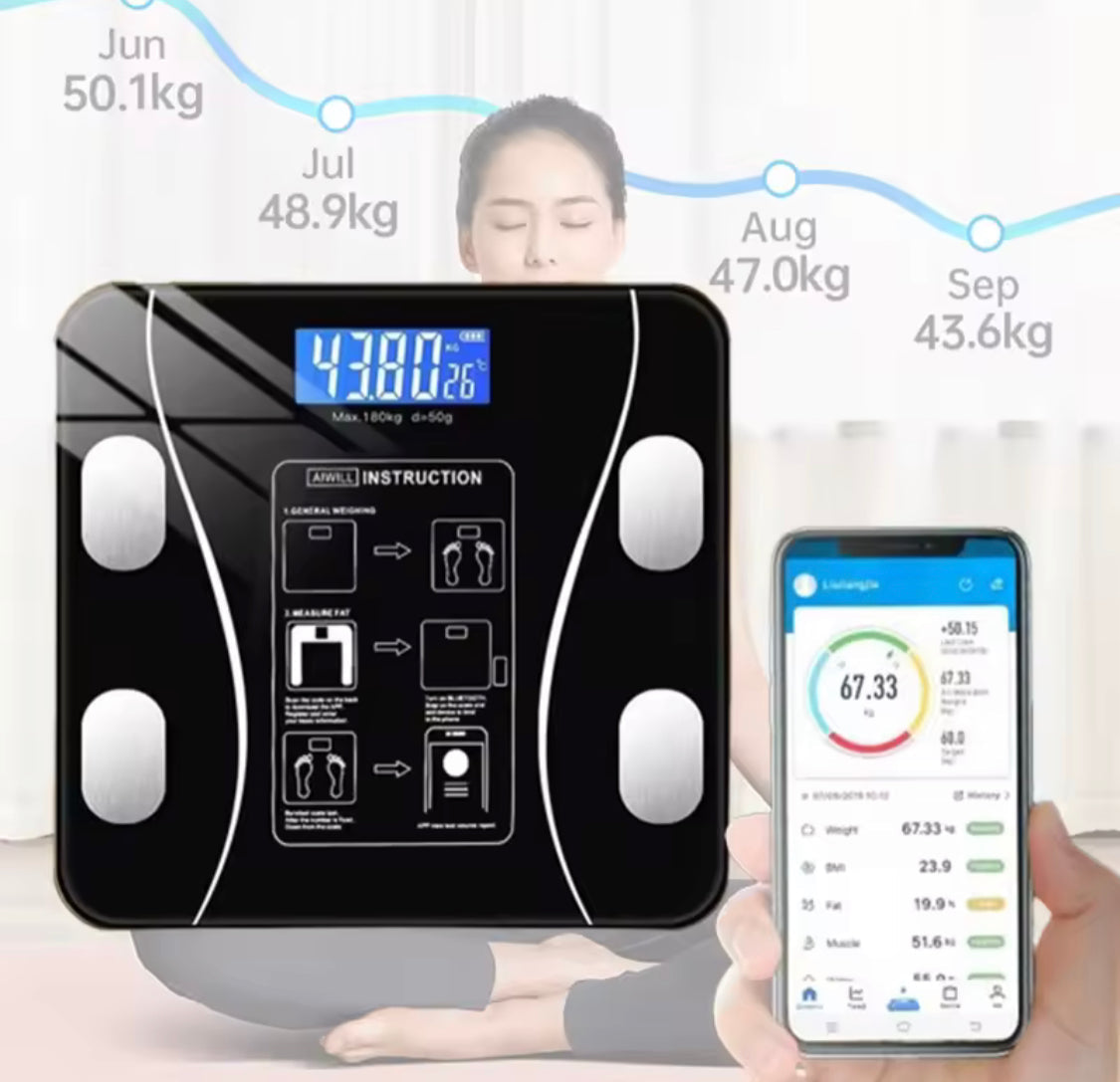 USB Charging Body Fat Scale With Bluetooth App, Smart Wireless Digital Weight Scale, Body Composition Analyzer Testing Scale