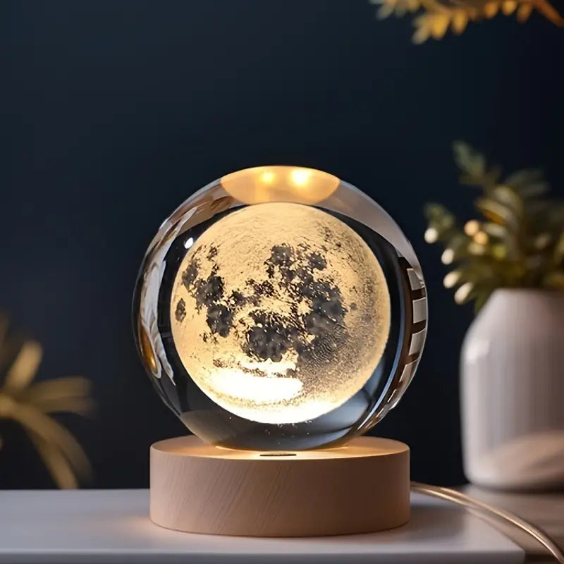 3D Crystal Moon Lamp Astronut Galaxy