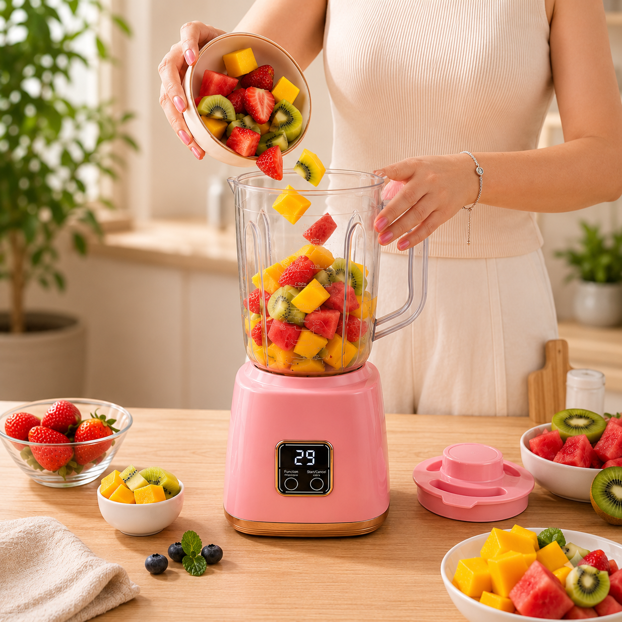 Quick Blend Rechargeable Juicer, Digital Fruit Blender Cup, Rechargeable Smoothie Maker, Wireless Rechargeable Juicer Cup