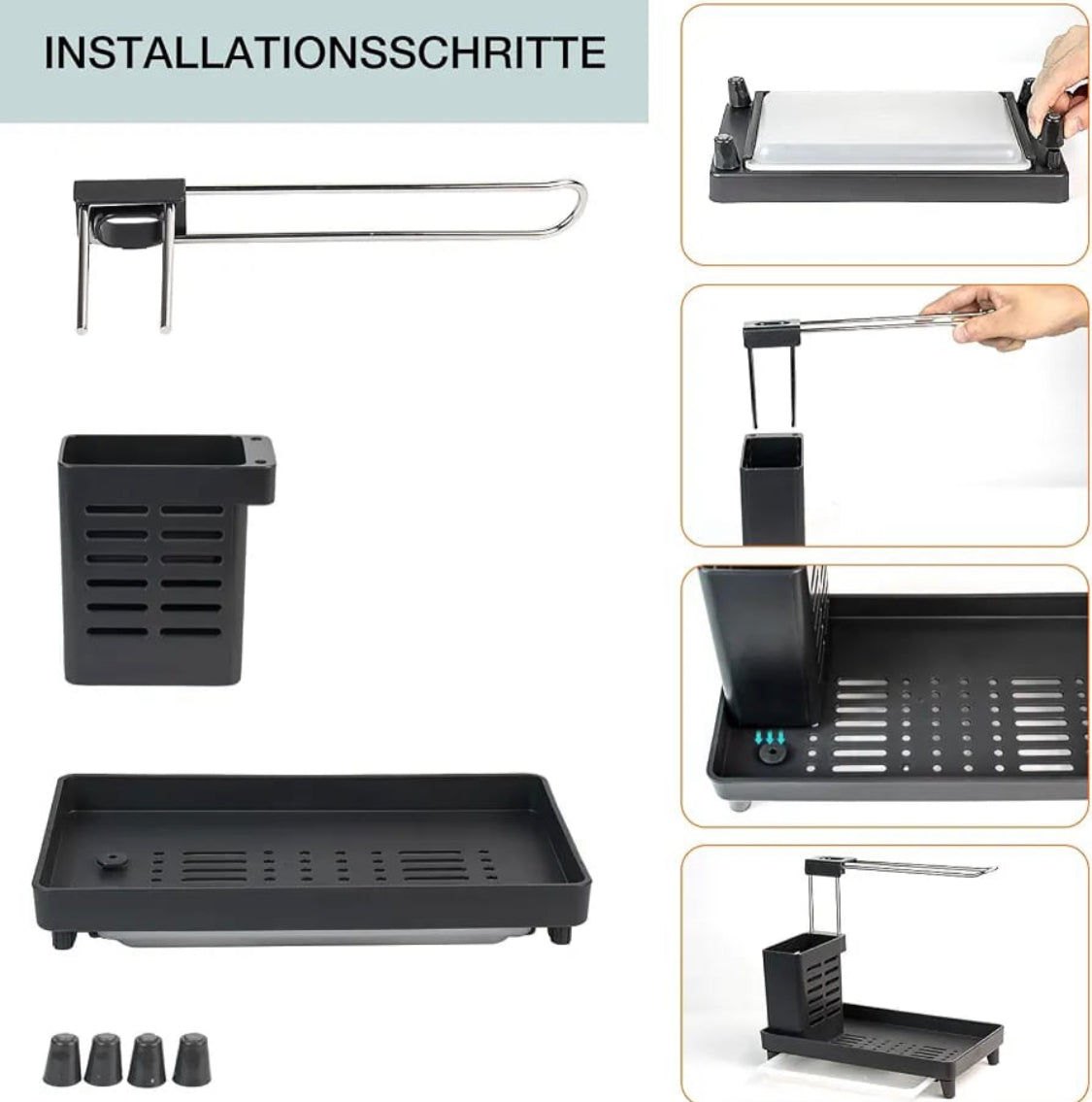 4 In 1 Bathroom Counter Storage Rack, Modern Bathroom Essentials Organizer, Space Saving Bathroom Sink Caddy, Multifunctional Drain Storage Organizer