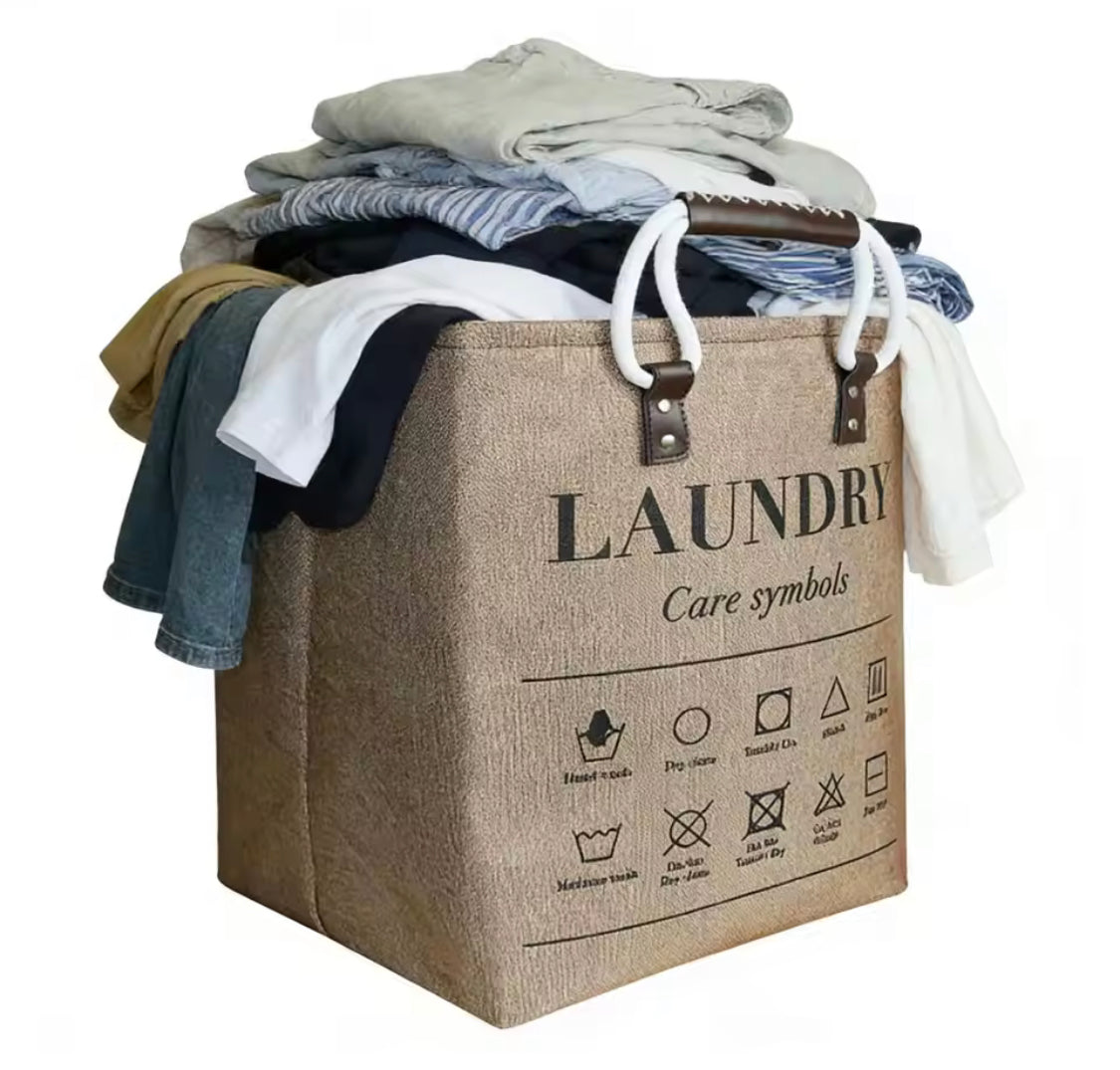 Nordic Style Handheld Laundry Basket, Printed Laundry Hamper With Handle, Portable Dirty Clothes Basket