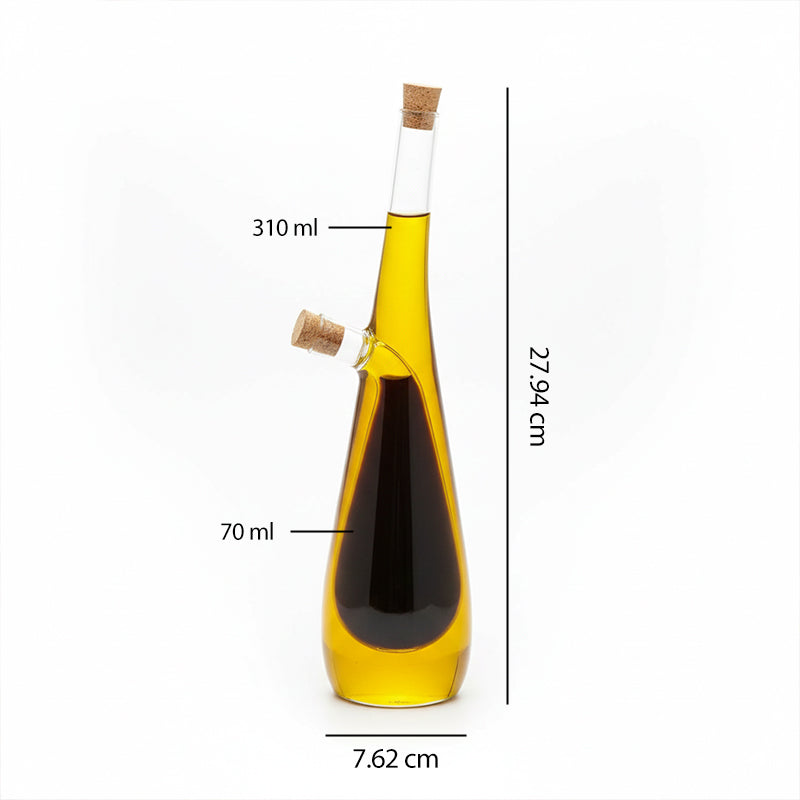 Double Layer Glass Oil Jug, Oil Cruet Jar, Oil And Vinegar Dispenser, Double Oil Dispenser With Cork