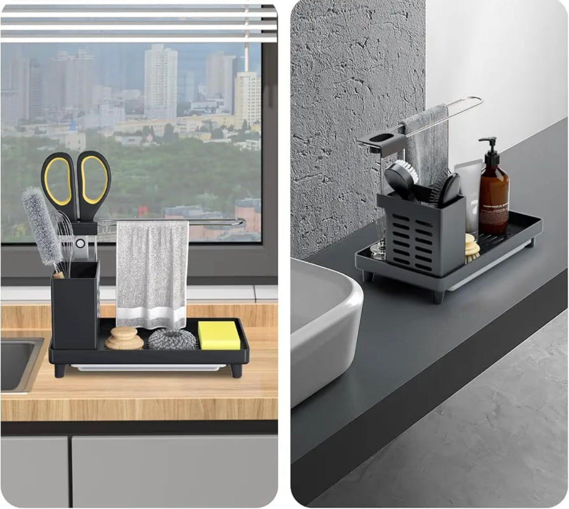 4 In 1 Bathroom Counter Storage Rack, Modern Bathroom Essentials Organizer, Space Saving Bathroom Sink Caddy, Multifunctional Drain Storage Organizer