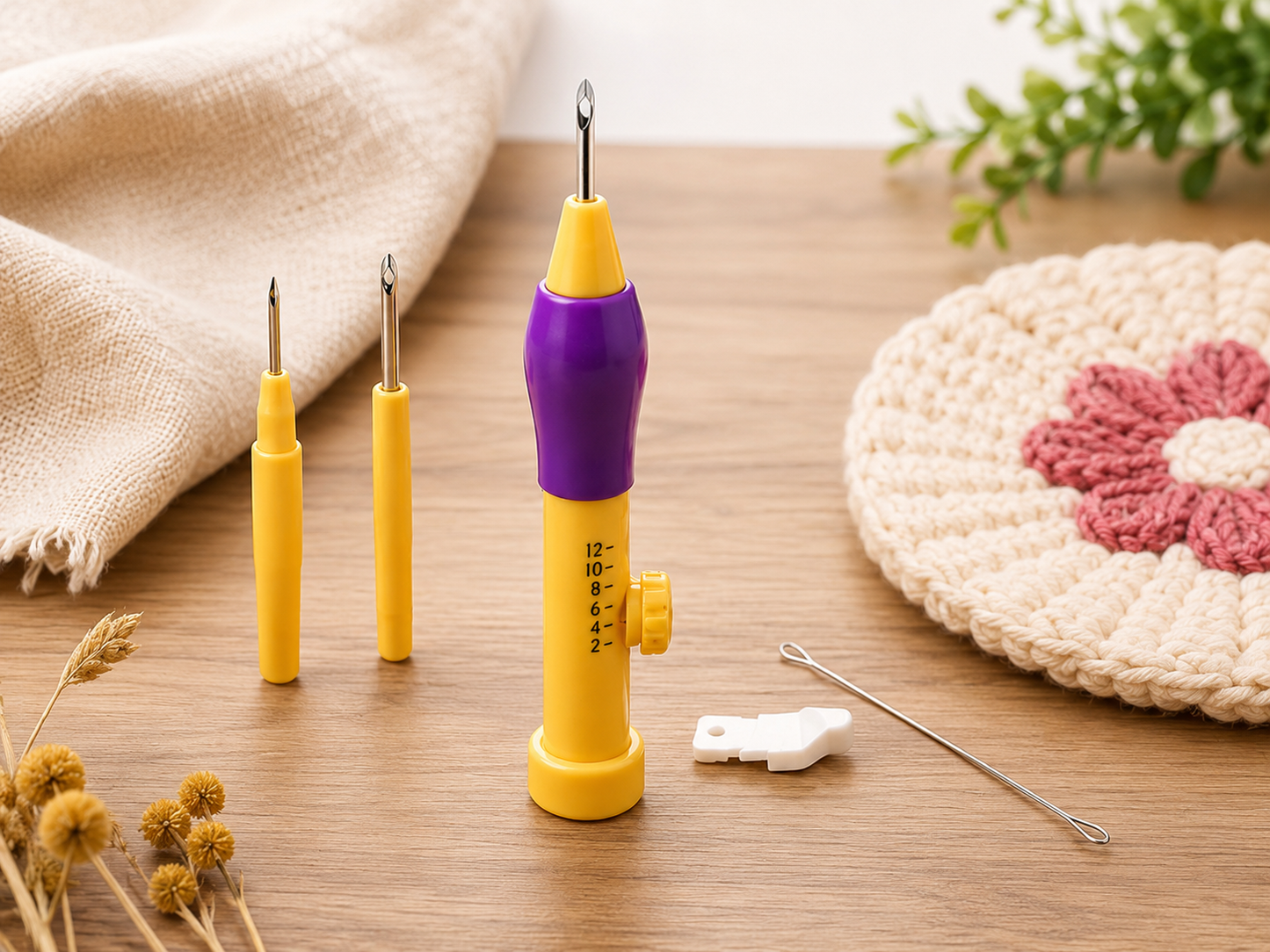 Embroidery Punch Pen with Needle Accessories, Creative Punch Needle Rug Making Kit, Adjustable Punch Needle Kit
