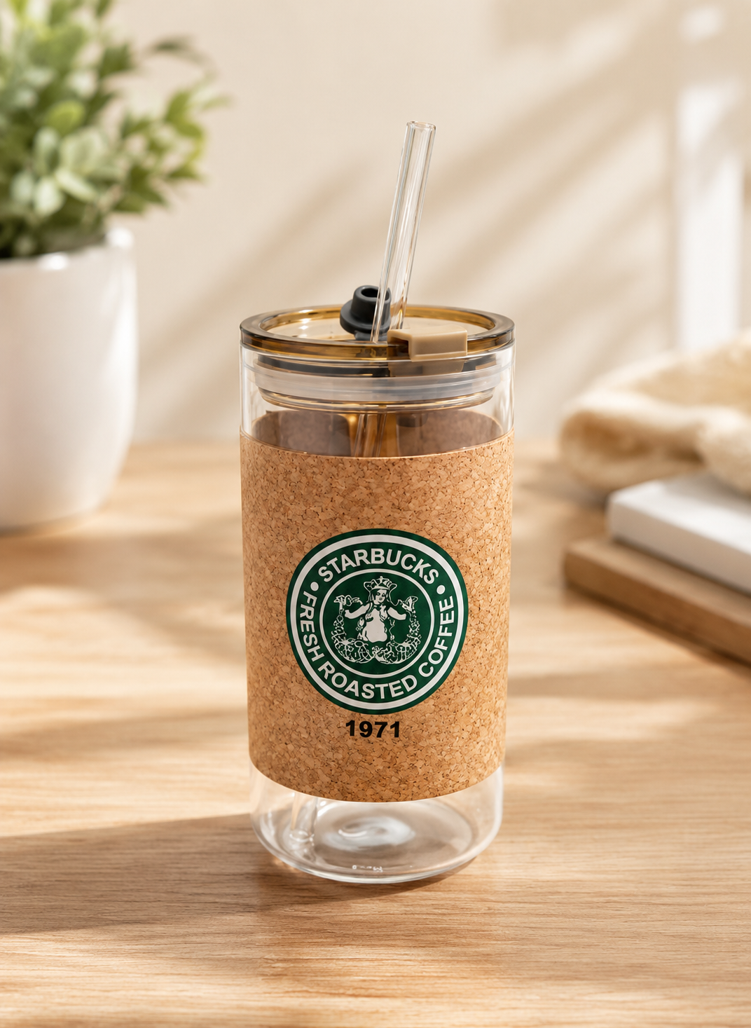 Reusable Starbucks Glass Coffee Tumbler, Double Wall Glass Coffee Tumbler,
Glass Travel Cup with Straw