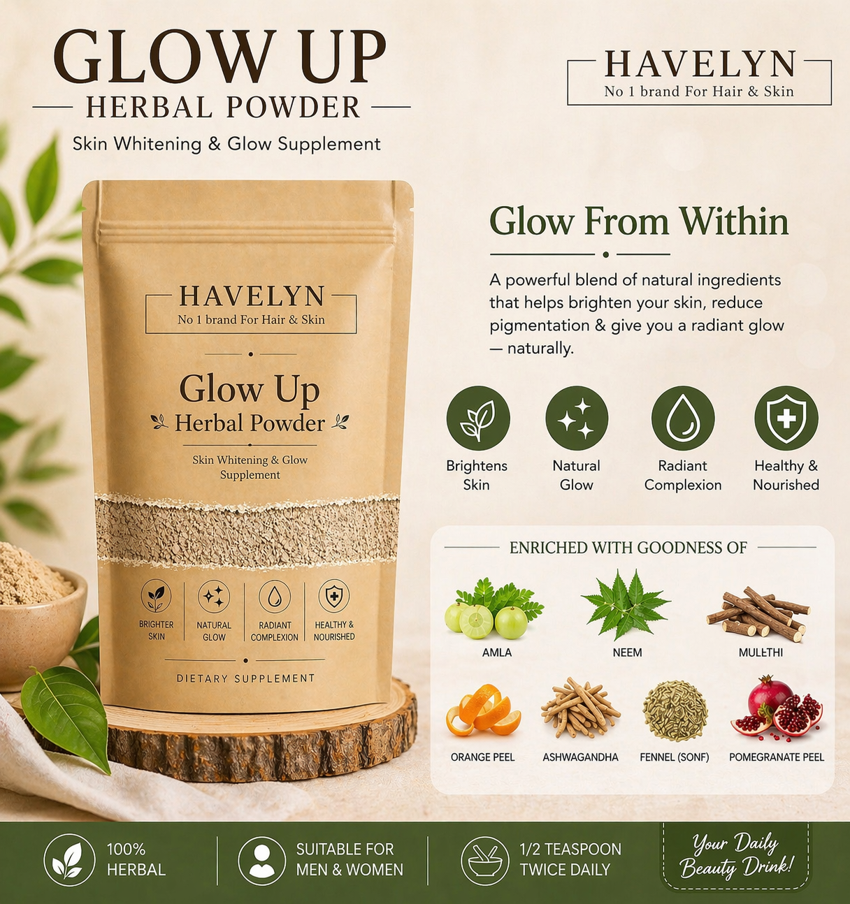 Glow up herbal powder