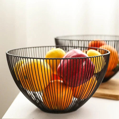 Round Wire Fruit Basket, Modern Minimalist Metal Fruit Bowl, Kitchen Countertop Fruit Basket