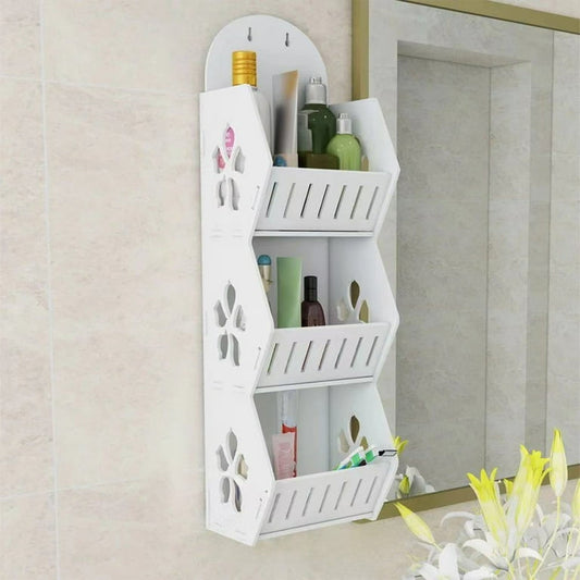 3 Layers Wall Mounted Bathroom Storage Rack, Wall Mounted Bathroom Toiletries Organizer, Multifunctional Toiletries Organizer