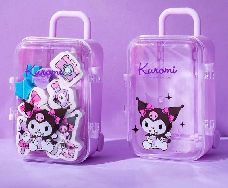 Cute Kawaii Cartoon Eraser Suitcase Toy, 4pcs Suitcase Style Eraser Set, School Kids Eraser Set