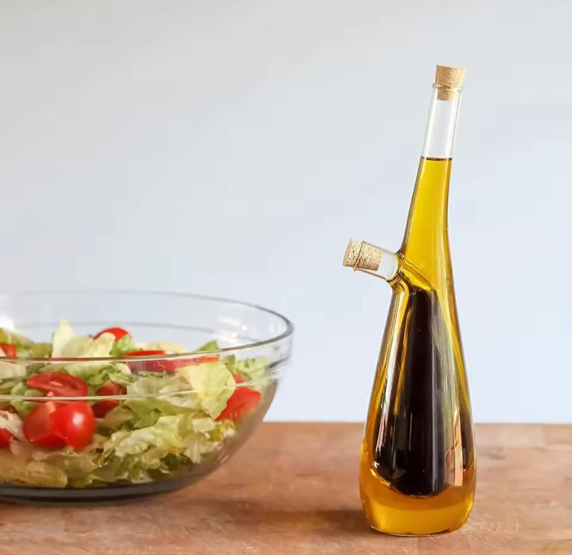 Double Layer Glass Oil Jug, Oil Cruet Jar, Oil And Vinegar Dispenser, Double Oil Dispenser With Cork