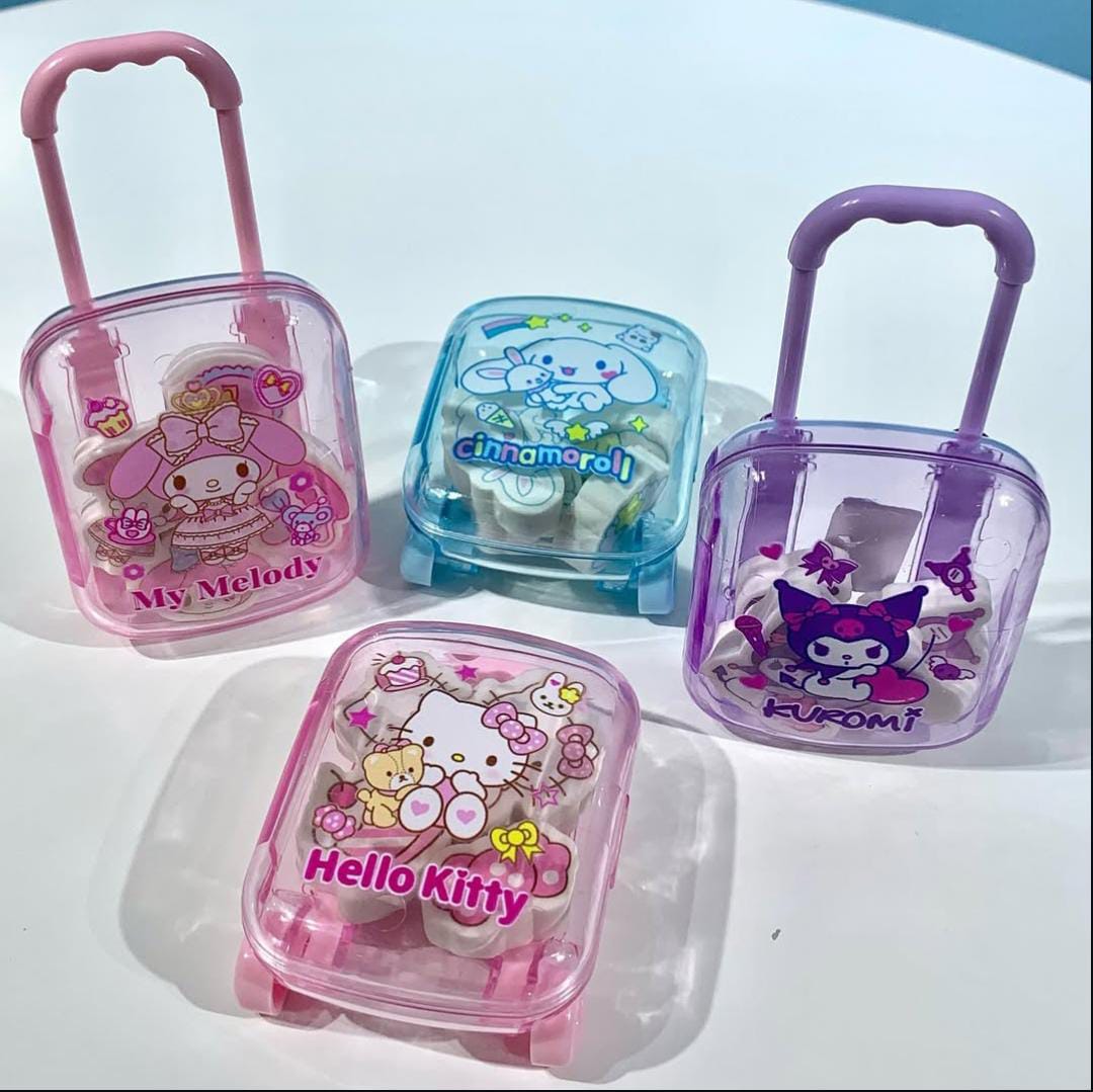 Cute Kawaii Cartoon Eraser Suitcase Toy, 4pcs Suitcase Style Eraser Set, School Kids Eraser Set
