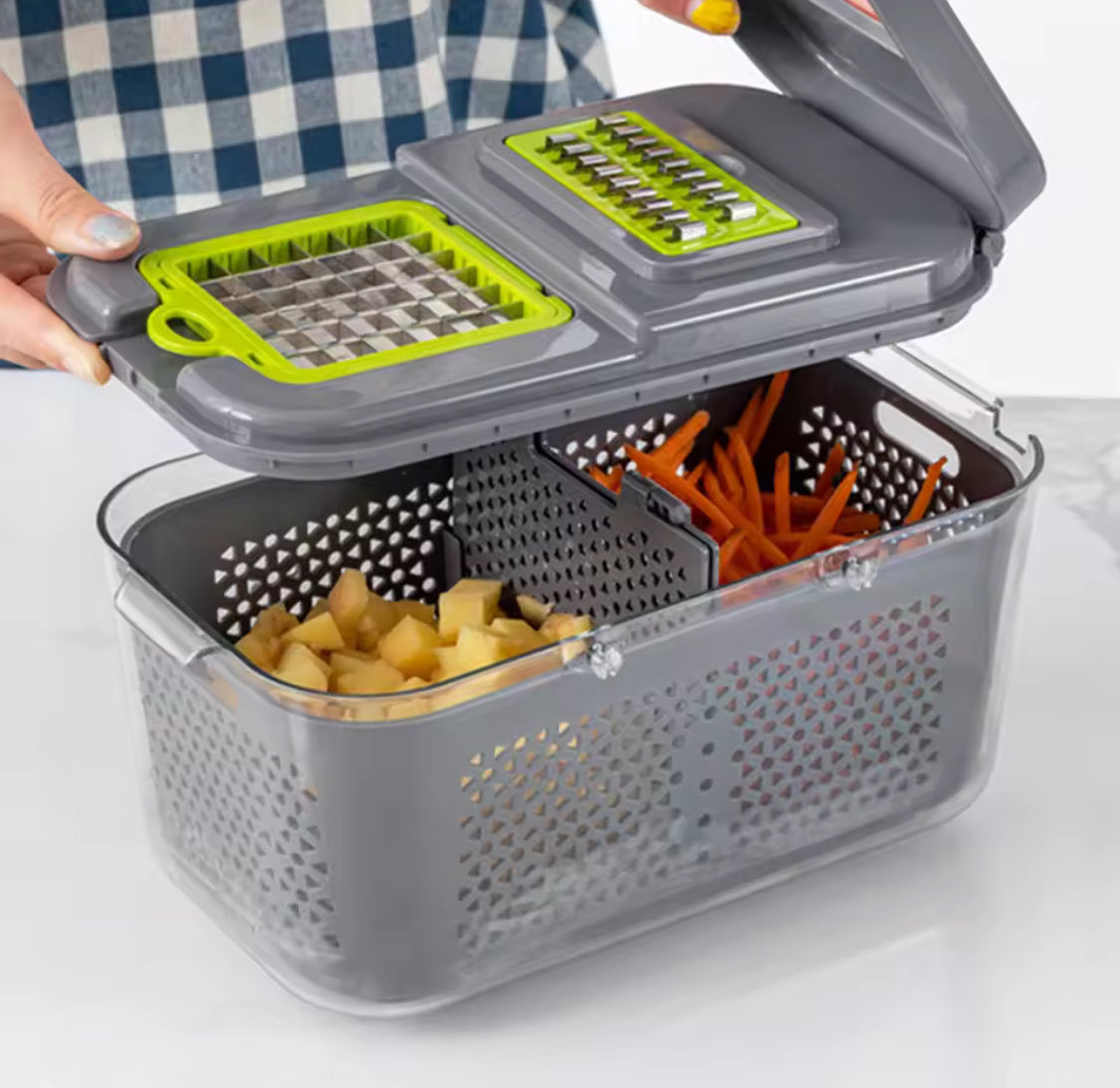 22 In 1 Fruit Vegetable Slicer With Storage Container, Multifunctional Vegetable Cutter, Manual Hand Food Chopper, Kitchen Gadgets