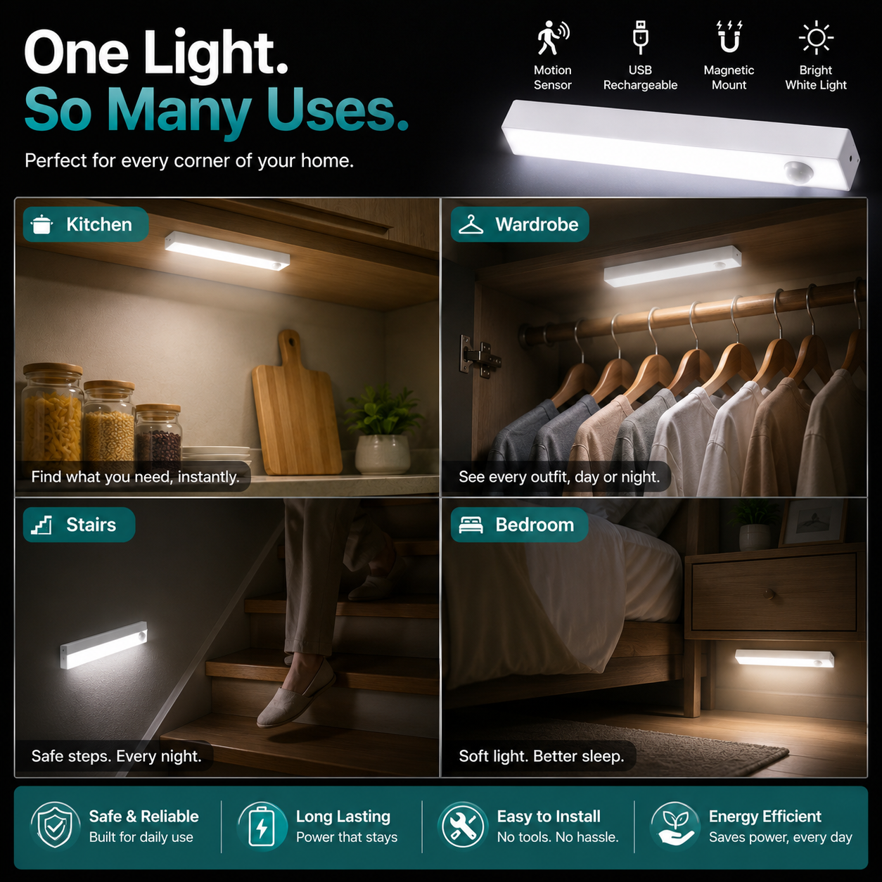 Rechargeable Motion Sensor Light | Long Backup | Automatic Sensor