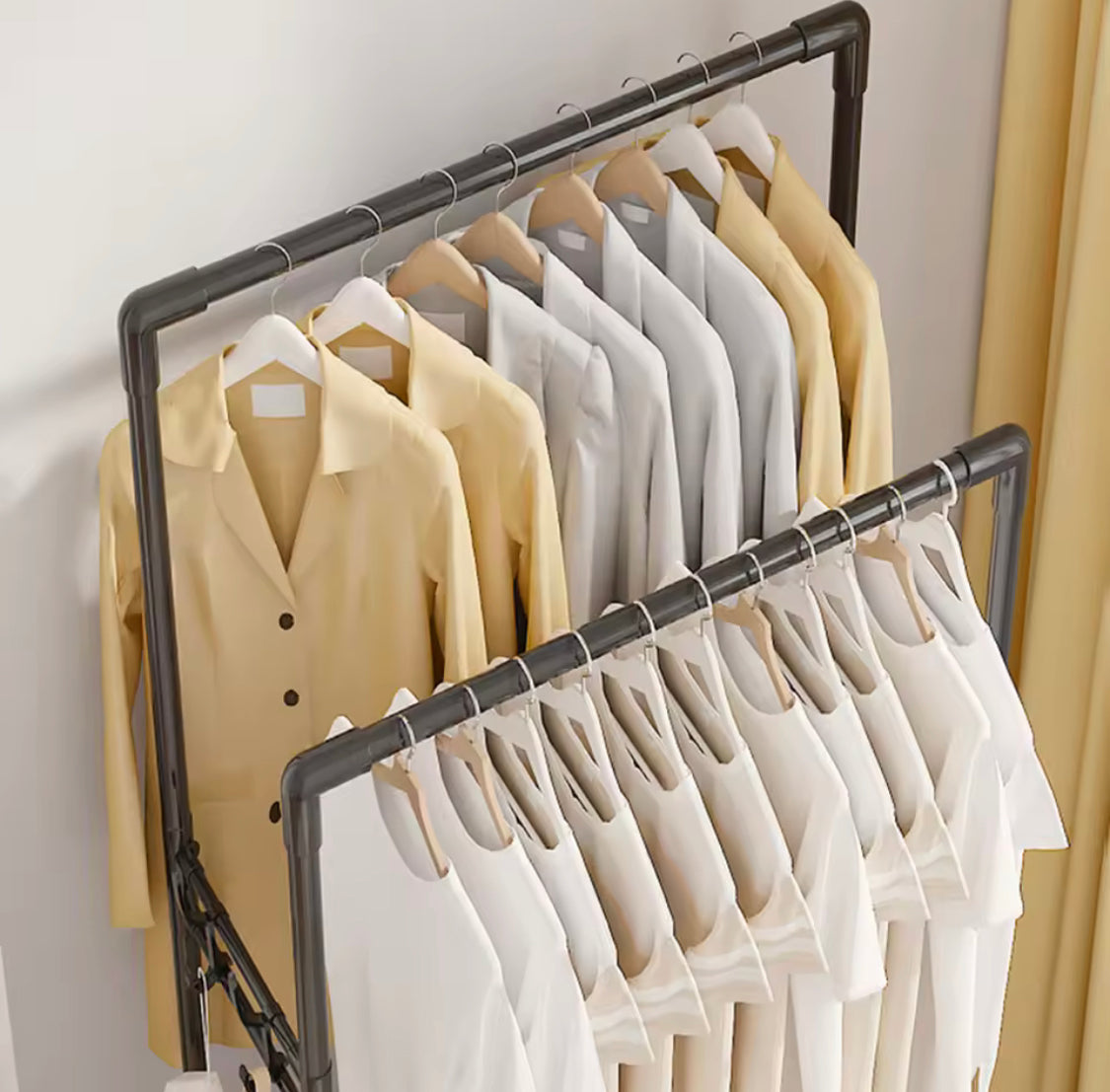 Multifunctional Metal Clothes Rack With Storage Shelves, Homlly Entryway Coat Rack with Shoes Organizer, Bedroom Living Room Hanger, Living Room Clothes Storage Rack
