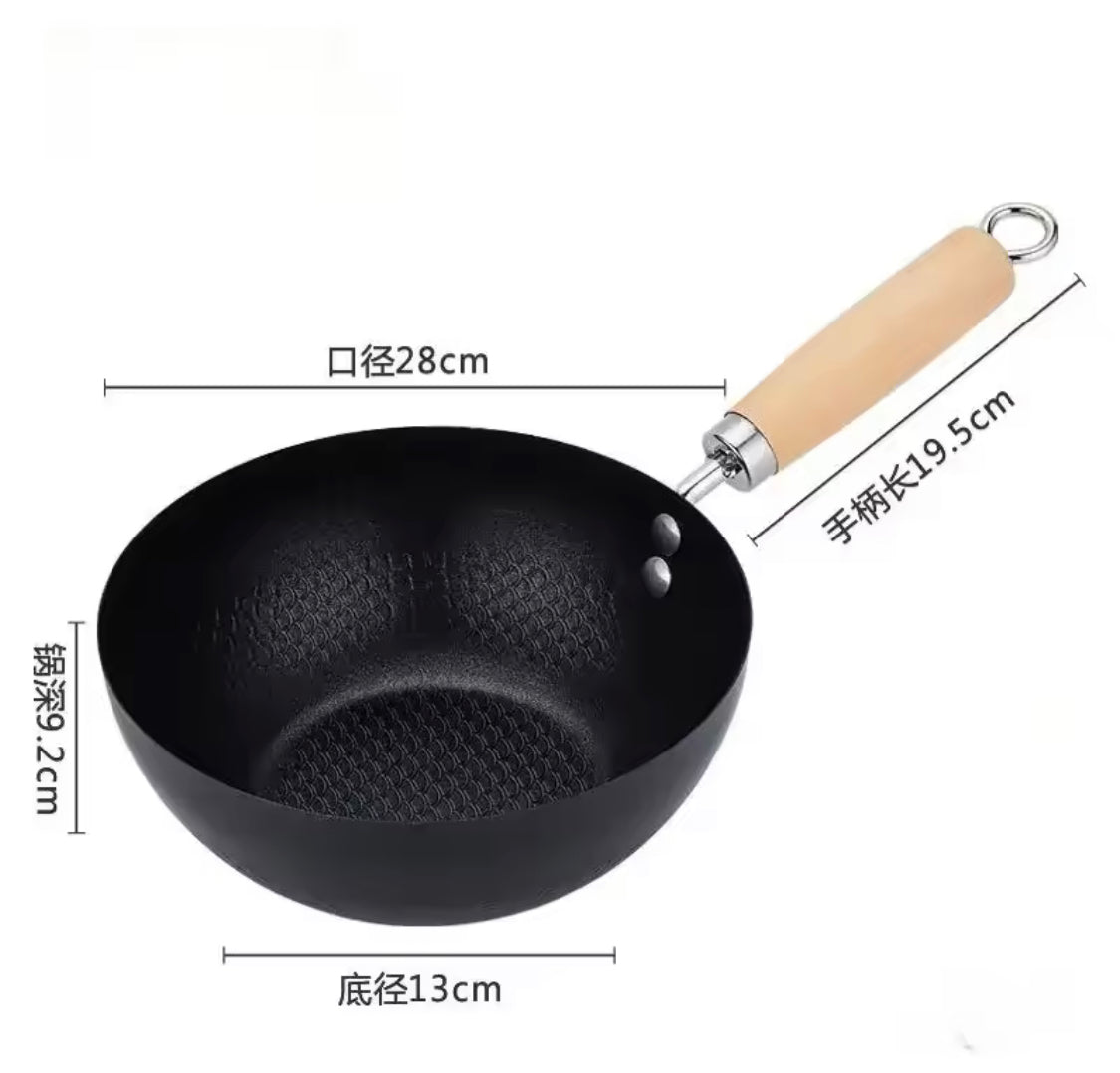 Non Stick Iron Frying Pan With Handle, Ramen Cooking Pot, Easy to Clean Cooking Pot, Kitchen Cookware Gadget