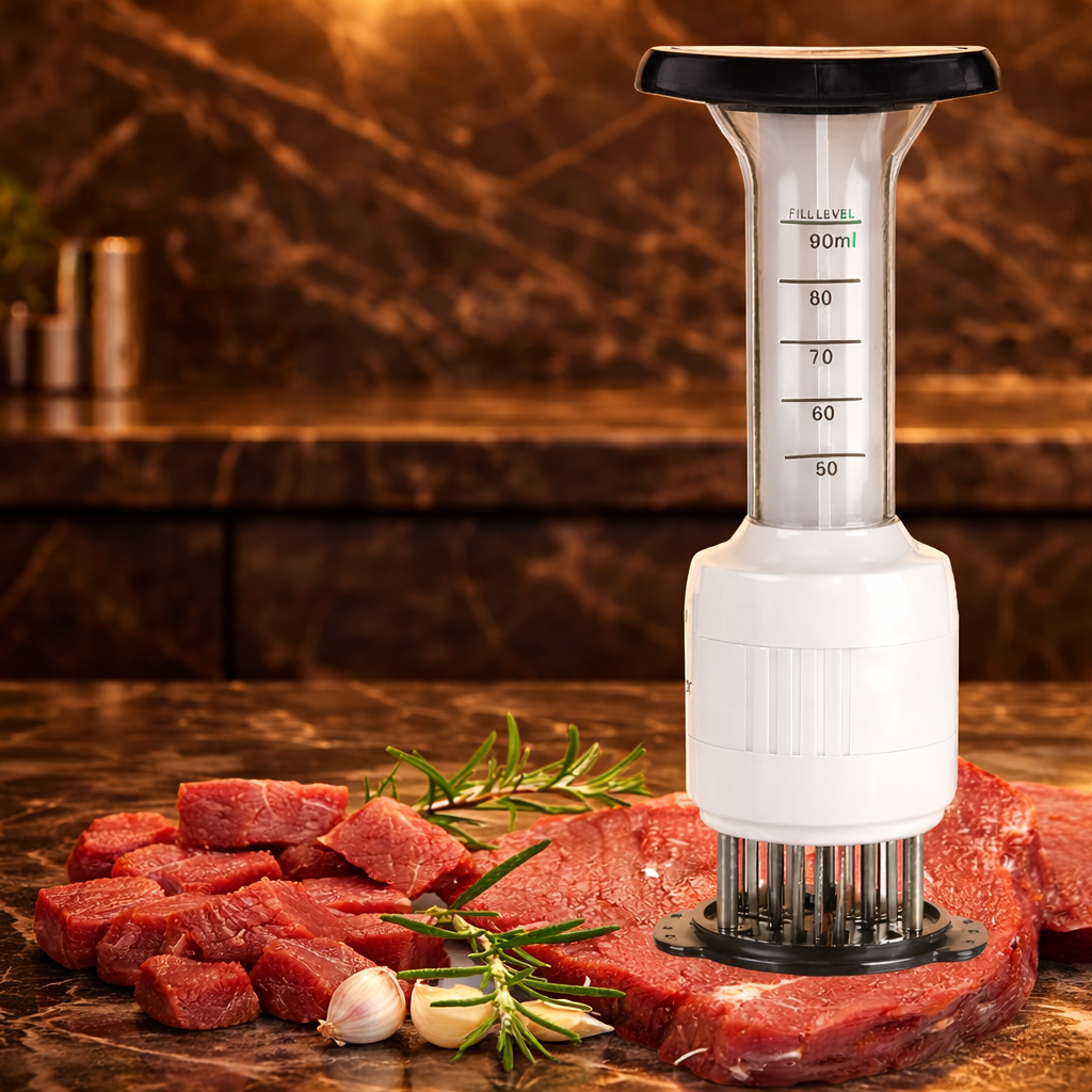 Stainless Steel Meat Injector Tool, Manual Meat Tenderizer Tool, BBQ Meat Sauce Injector