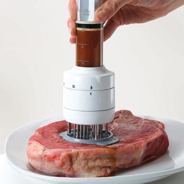 Stainless Steel Meat Injector Tool, Manual Meat Tenderizer Tool, BBQ Meat Sauce Injector
