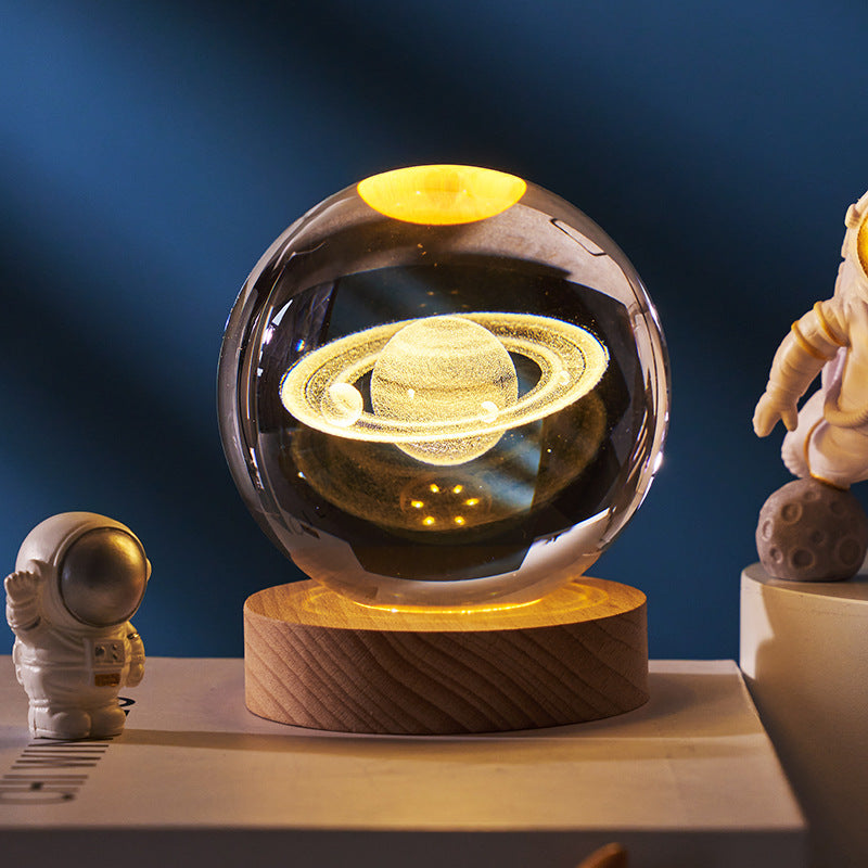 3D Crystal Moon Lamp Astronut Galaxy
