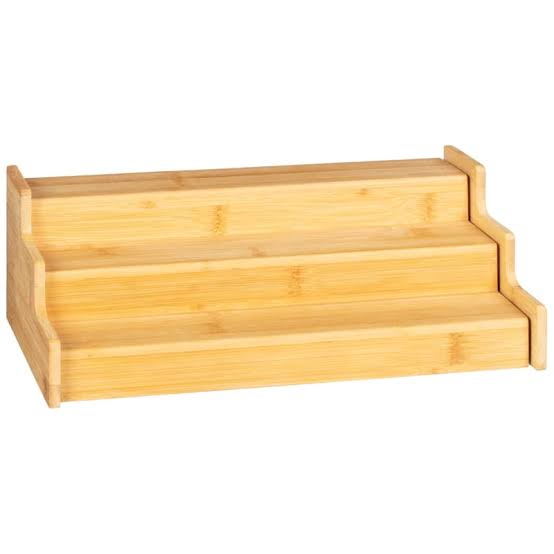 3 Step Bamboo Spice Rack Organizer, Wooden Salad Bar Organizer, Countertop Bamboo Display Stand for Kitchen, Multi Purpose Bamboo Countertop Spices Organizer, Kitchen Gadgets