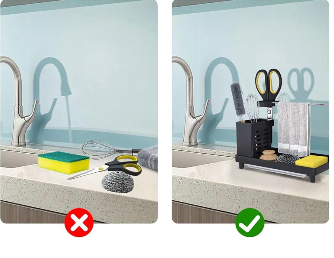 4 In 1 Bathroom Counter Storage Rack, Modern Bathroom Essentials Organizer, Space Saving Bathroom Sink Caddy, Multifunctional Drain Storage Organizer