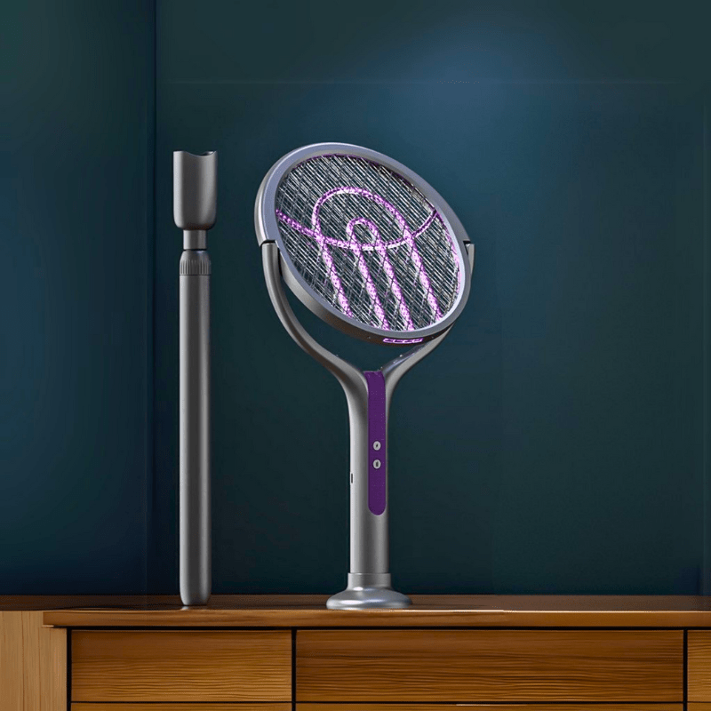 Telescopic Rechargeable Mosquito Swatter Racket, Extendable Head Bug Zapper Racket, Mosquito Trap Lamp, Home Bug Insect Racket, Electric Fly Swatter Racket