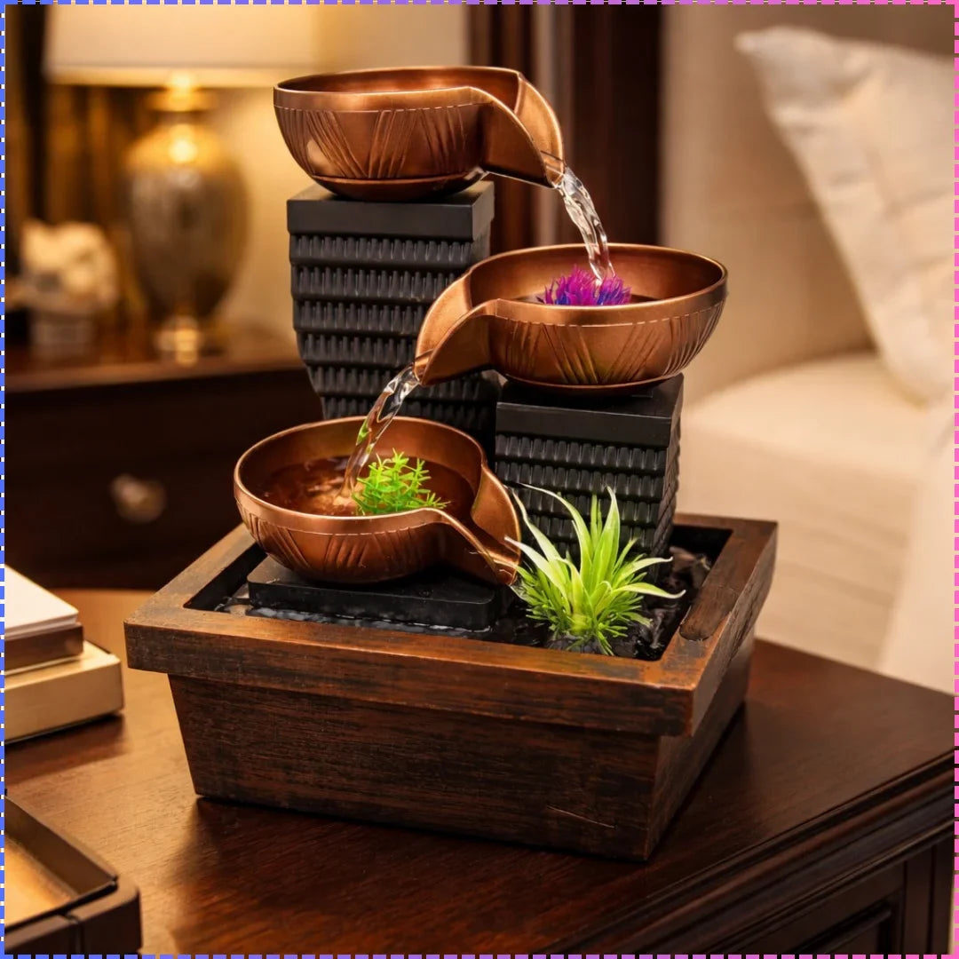 Desktop Water Flowing Ornament Fountain, 3 Tier Water Fountain, Desktop Decor Fountain