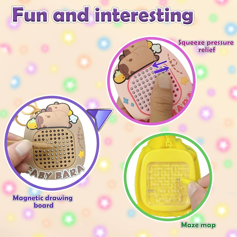Magnetic Steel Pad Keychain, Kids Stress Relief Educational Toy, Portable Doodle Board