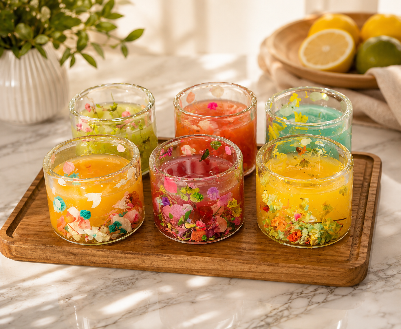 Set Of 3 Luxury Mini Flower Juice Glass, Decorative Floral Glass Tumbler Set, Premium Mini Floral Glass Cup Set
