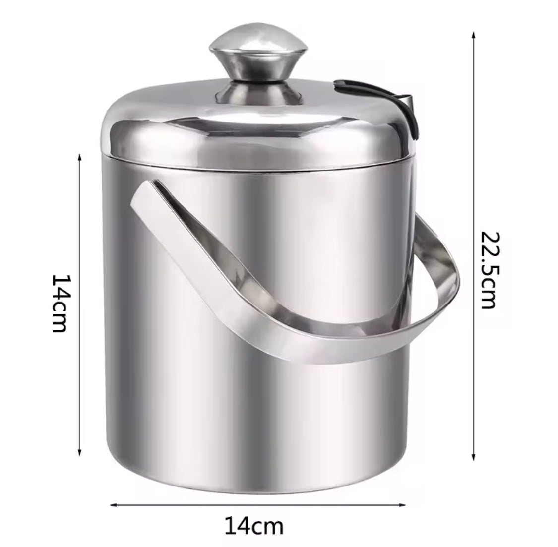 Stainless Steel Ice Buckets With  Ice Tongs, Double Wall Ice Bucket with Lid, Ice Container