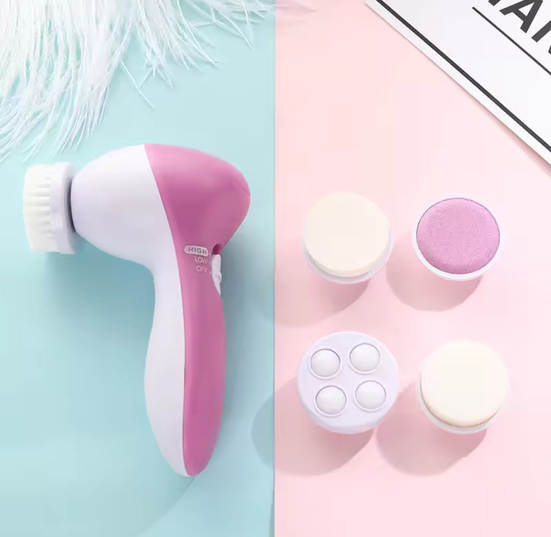 5 In 1 Multifunctional Face Cleansing Brush, Battery Powered Facial Cleaner,  Skin Care Massager, Facial Cleanser Tools