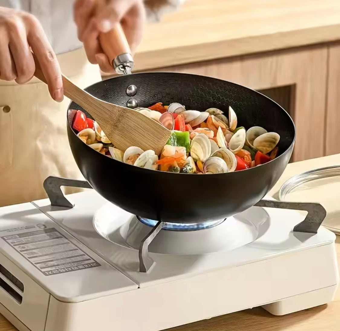 Non Stick Iron Frying Pan With Handle, Ramen Cooking Pot, Easy to Clean Cooking Pot, Kitchen Cookware Gadget
