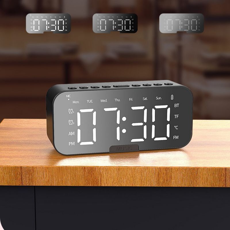 Rechargeable Alarm Clock With Speaker, Multifunction Alarm Radio Desk Clock, Wireless Bluetooth Speaker Clock