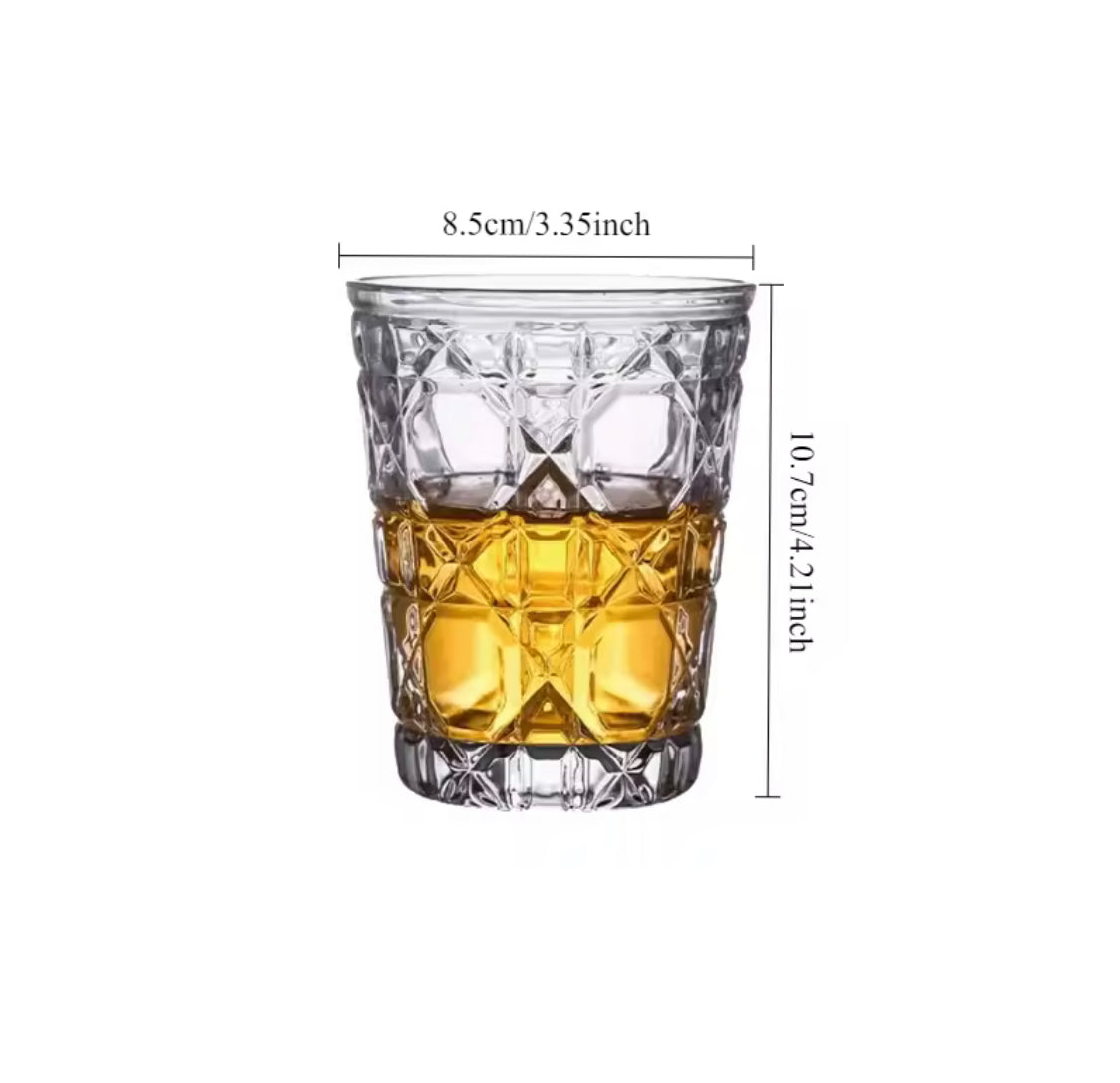 Diamond Patterned Cold Drink Glass,  Household Breakfast Milk Cup, Transparent Juice Cold Drink Cups