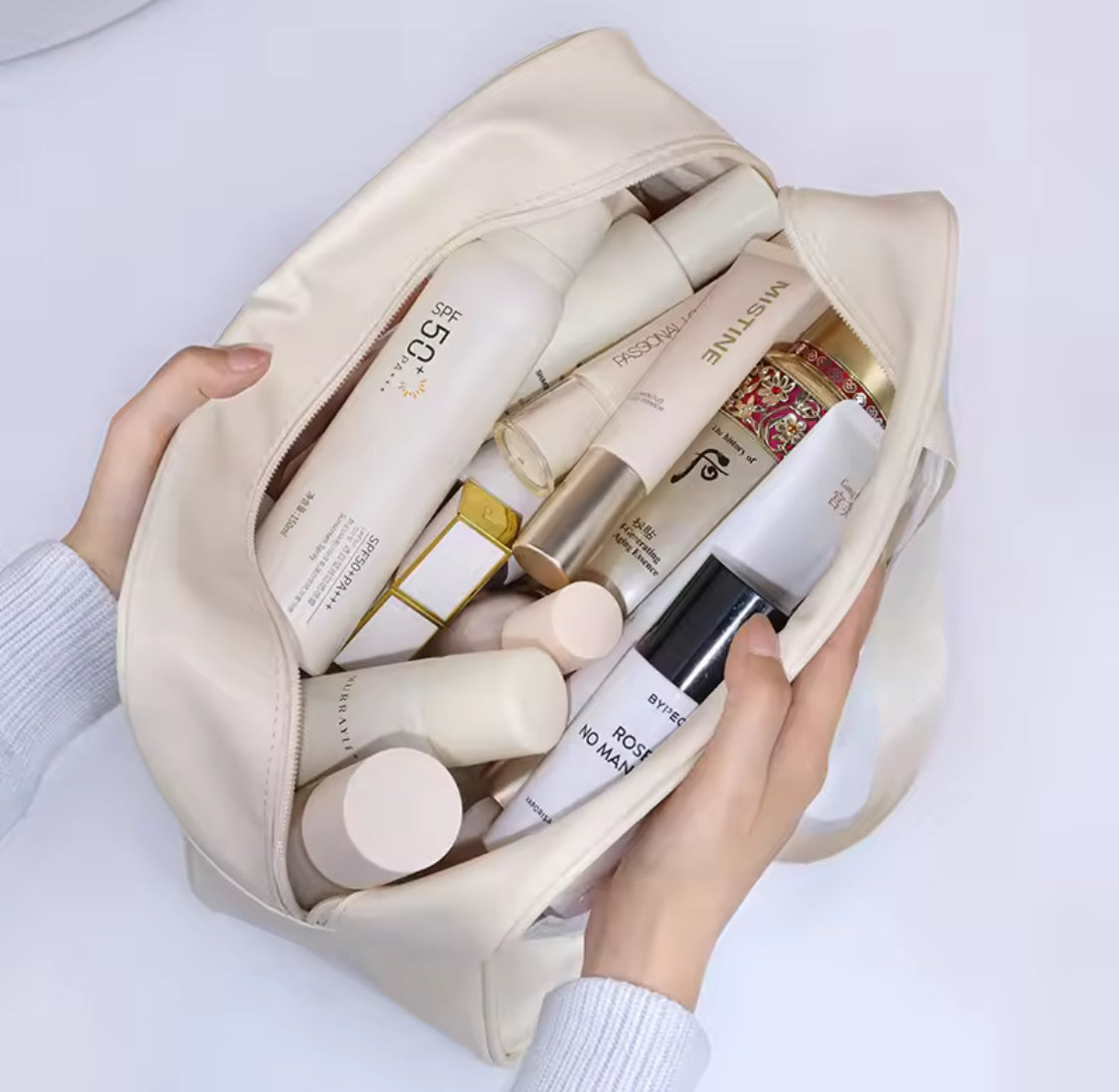 3 Pcs Transparent Cosmetic Bag, Transparent Oriented Makeup Bag, Carry Travel Zippered Pouch Bag, Waterproof Portable Travel Cosmetics Pouch