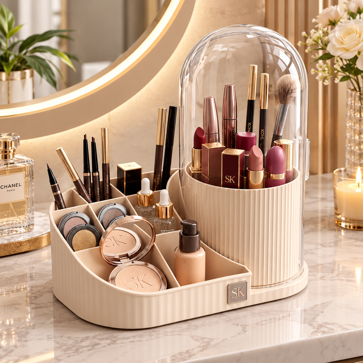 360° Rotation Makeup Organizer, Countertop Cosmetic Storage Display Organizer, Makeup Sundries Storage Organizer