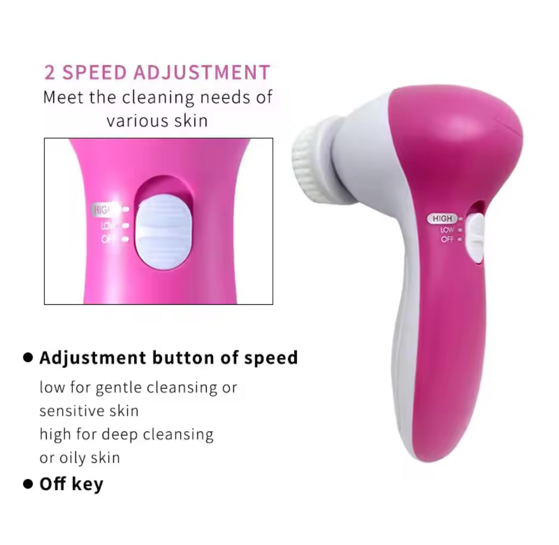 5 In 1 Multifunctional Face Cleansing Brush, Battery Powered Facial Cleaner,  Skin Care Massager, Facial Cleanser Tools