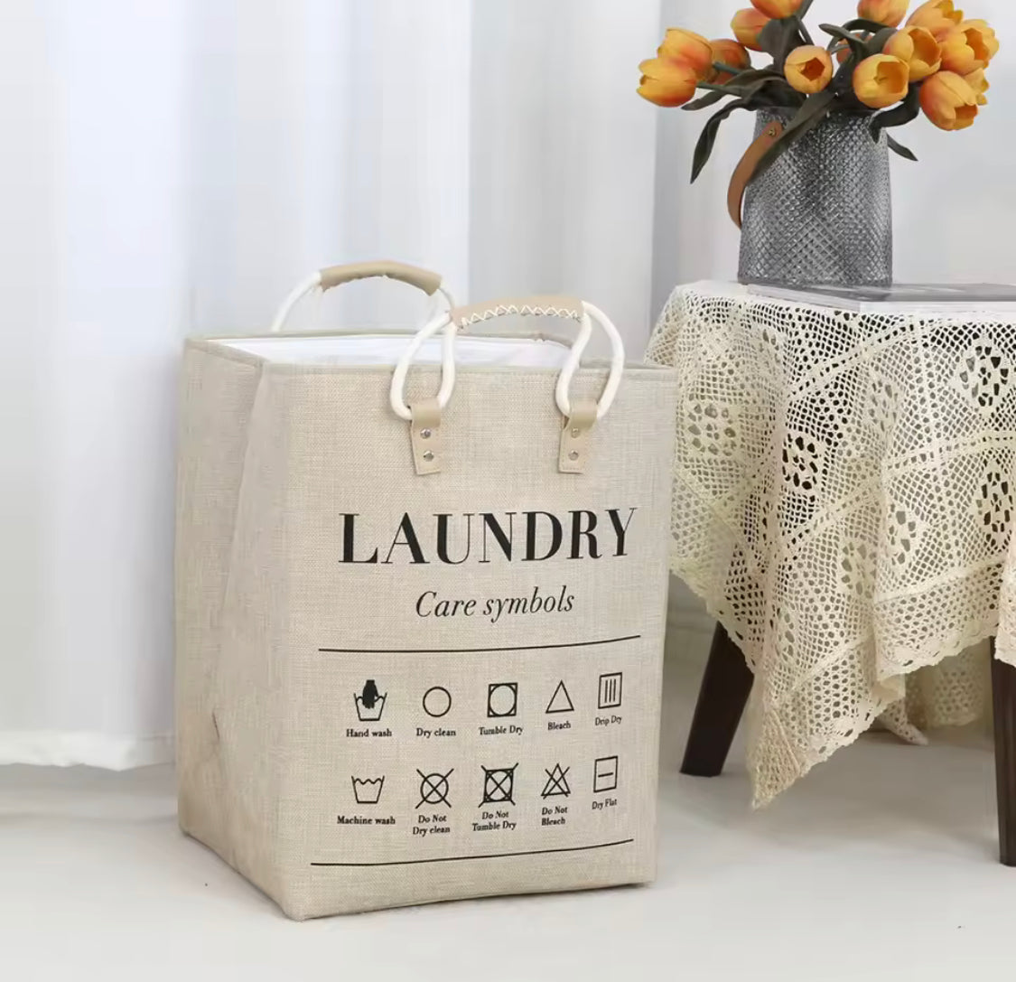Nordic Style Handheld Laundry Basket, Printed Laundry Hamper With Handle, Portable Dirty Clothes Basket