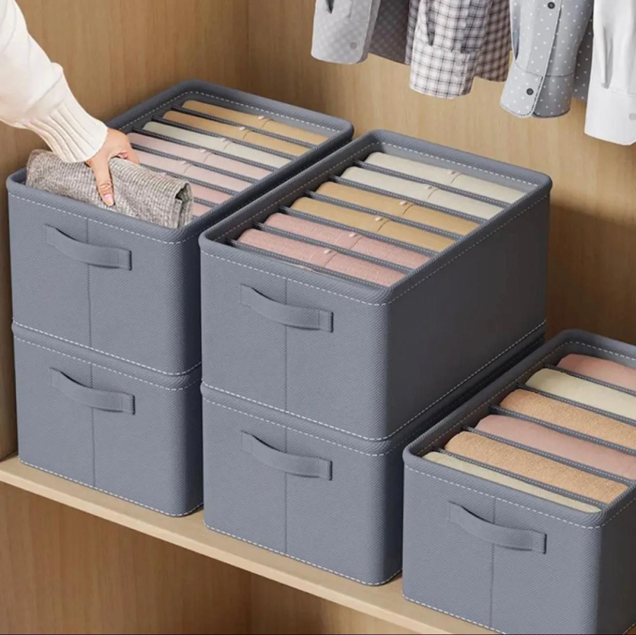 6 Grids Washable Wardrobe Clothes Organizer, Jeans Compartment Storage Box, Clothes Drawer Mesh Separation Box