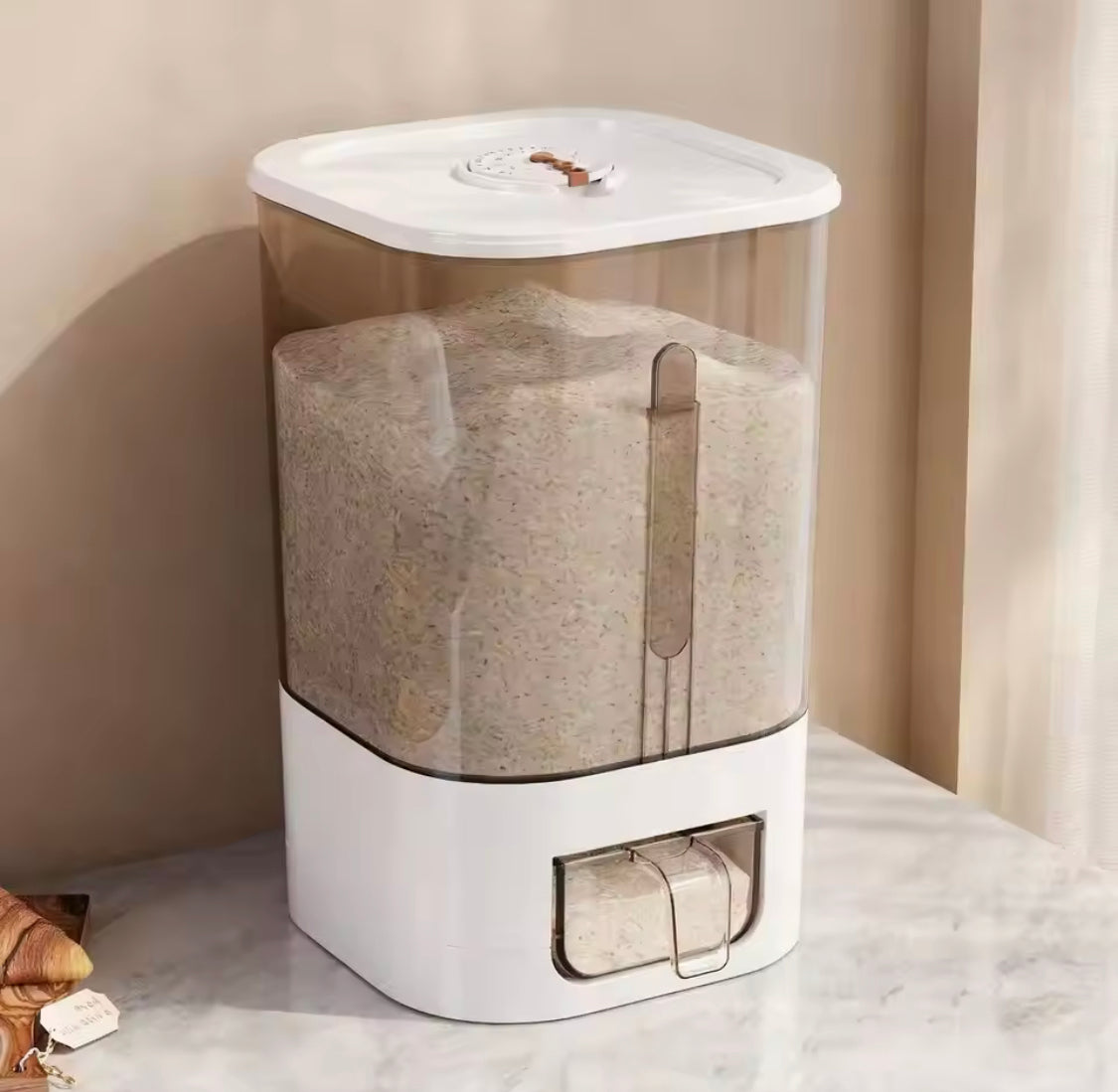 Transparent Kitchen Rice Storage Dispenser, Moisture Proof Cereal Dispenser, Sealed Storage Rice Container