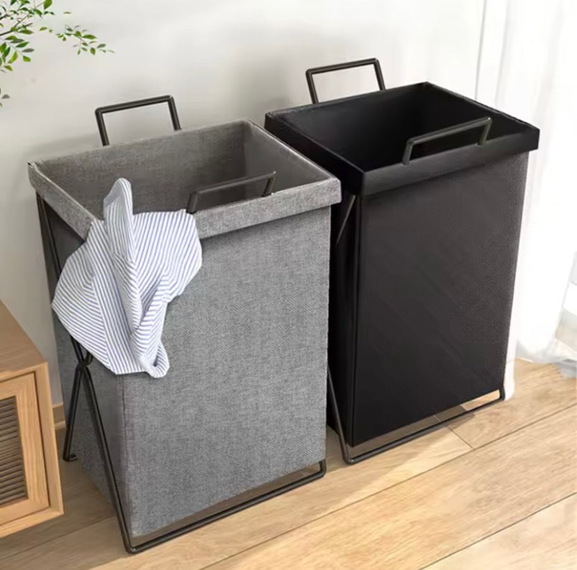 Large Capacity Foldable Iron Frame Laundry Basket, Waterproof Dirty Clothes Storage Basket, Laundry Hamper