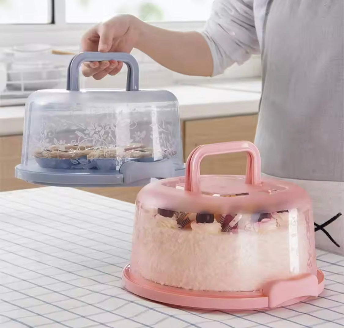 Transparent Airtight Round Cake Storage Box, Portable Muffins Dessert Carrier Box, Cake Carrier With Secure Locking Buckles