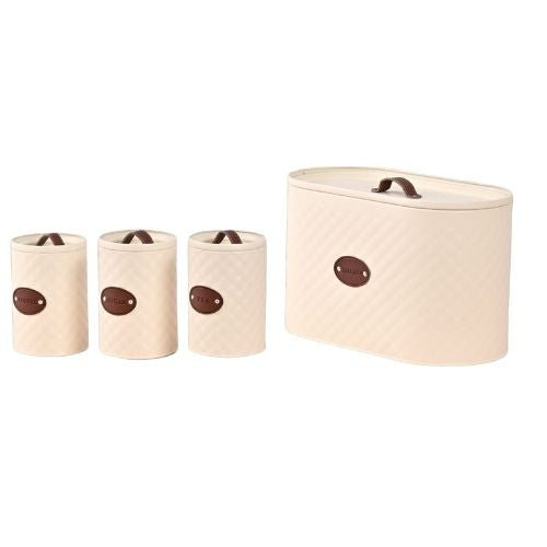 4pcs Diamond Texture Bread Box Set, Luxury Tea, Coffee & Sugar Canister Set with Bread Box, Kitchen Counter Storage Collection