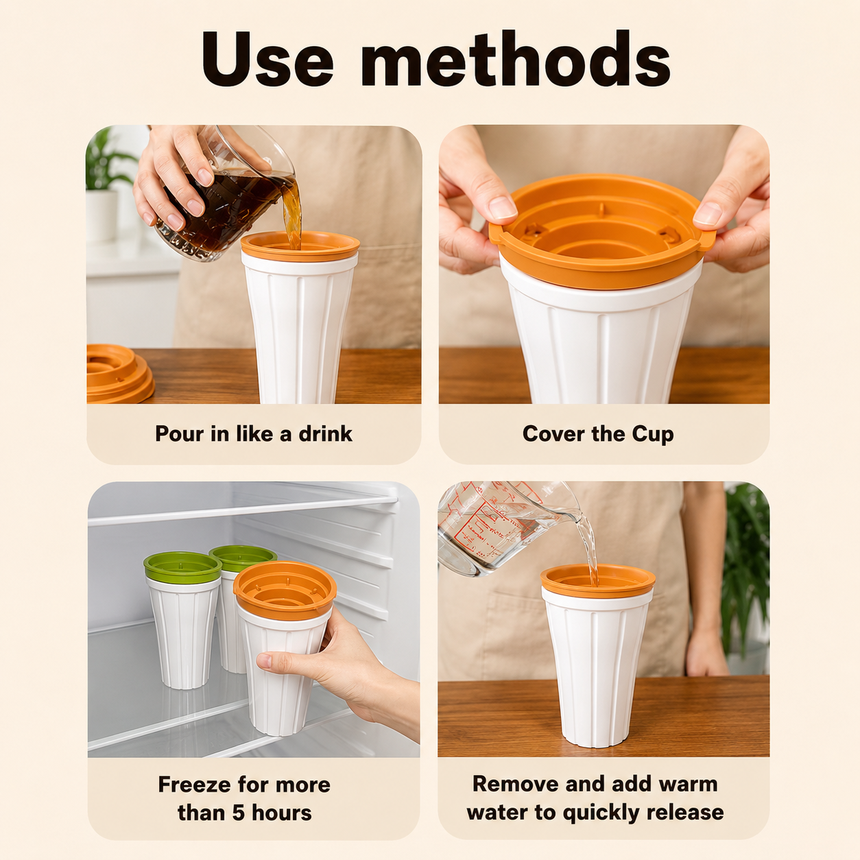 Silicone Frozen Dessert Cup,  Homemade Frozen Treat Cup, Frozen Ice Crusher Cup, Reusable Freeze And Squeeze Ice Cream Tumbler